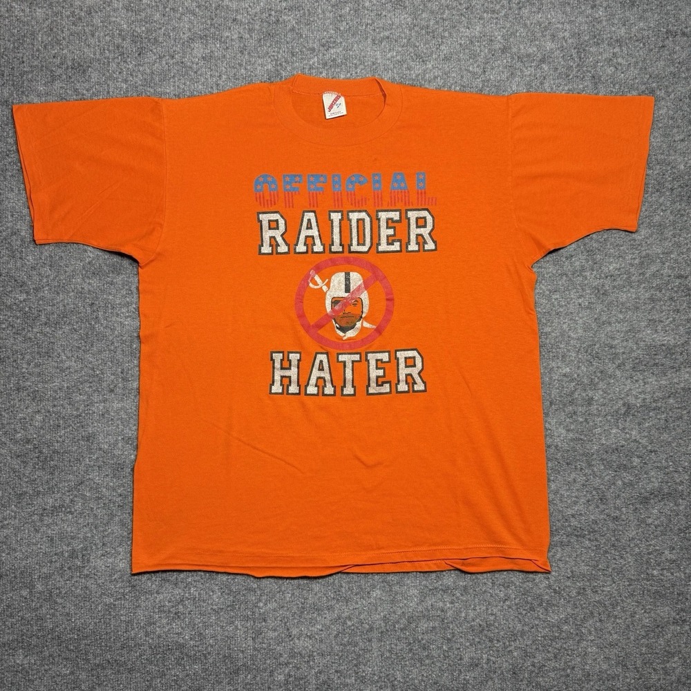 Vintage 80s NFL Raiders T-Shirt Orange Single Stitch Size XLarge